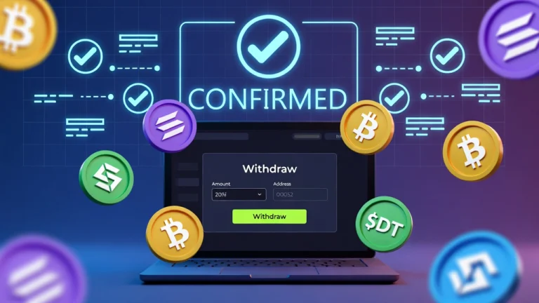 Kryptokasinoiden talletukset ja kotiutukset – BTC, SOL, USDT ja DOGE vertailu